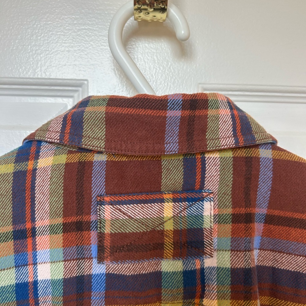 Free People We The Free Hideaway Plaid Flannel Shirt Bark Combo - Picture 5 of 13